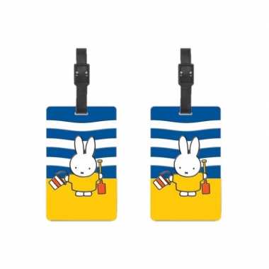 2x stuks kofferlabels nijntje op het strand 10,5 cm