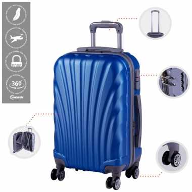 Cabine trolley koffer met zwenkwielen 33 liter blauw