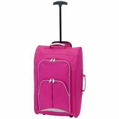 Handbagage reiskoffer trolley roze 55 cm