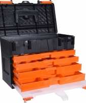 Gereedschapskist koffer met 4 assortiments laden 44 x 26 x 33 cm