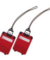 Pakket van 2x stuks kofferlabels rood 9 5 cm