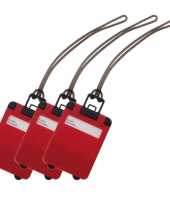 Pakket van 3x stuks kofferlabels rood 9 5 cm