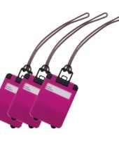 Pakket van 5x stuks kofferlabels fuchsia roze 9 5 cm