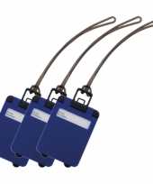 Pakket van 5x stuks kofferlabels kobalt blauw 9 5 cm