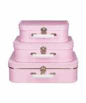 Speelgoed koffertje roze met stippen wit 30 cm